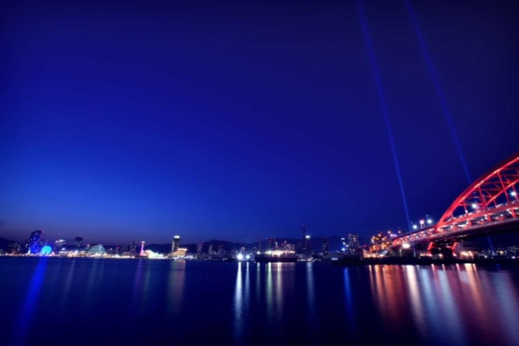 神戸大橋 ライトアップ 上空照射 レーザー 2018年 クルーズ船 入港 いつ